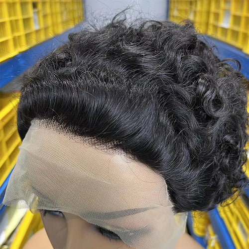 Brazilian Pixie Cut Wig Human Hair 13X1 Short Curly Lace Front Wigs